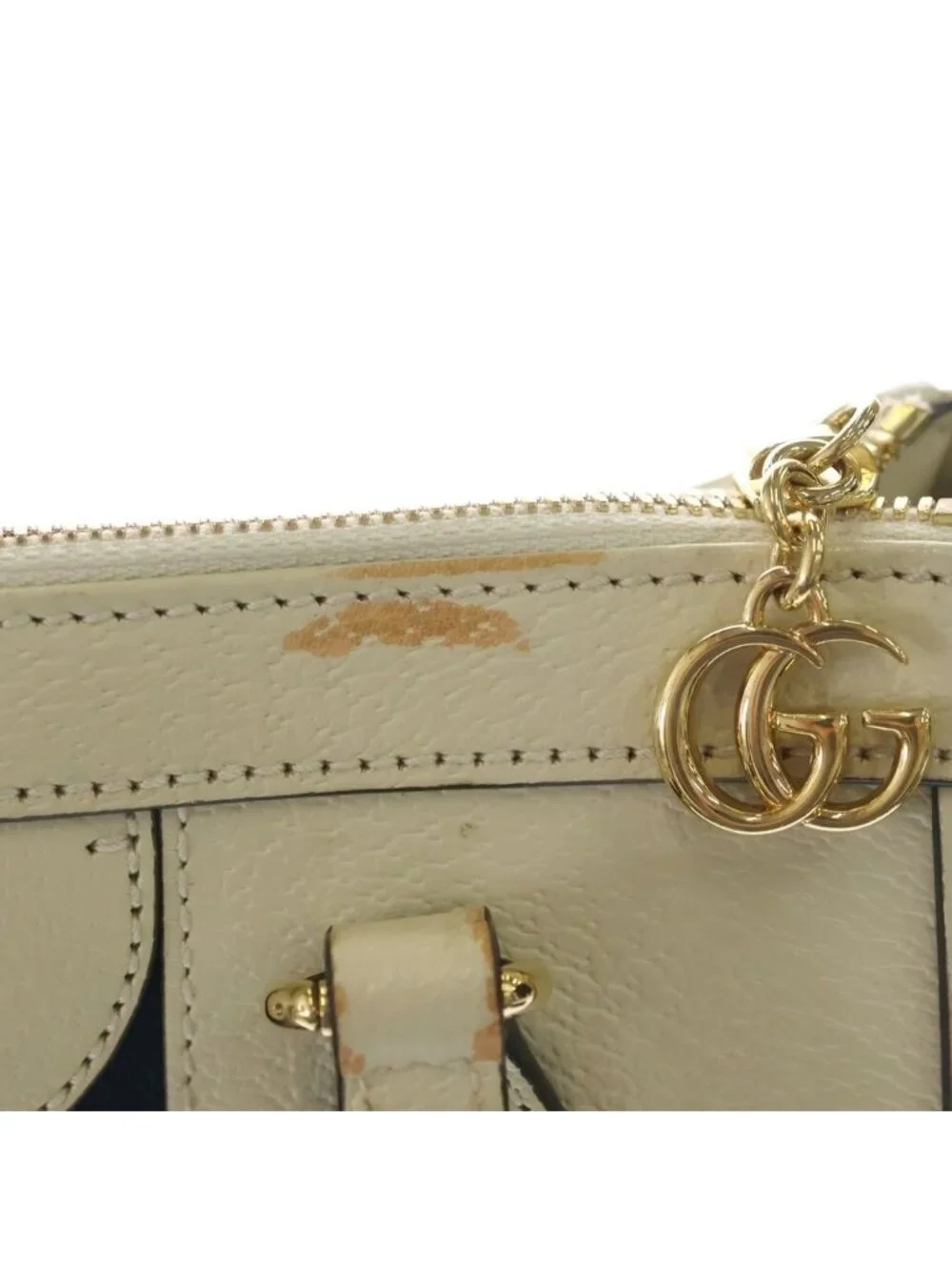 Gucci Ophidia GG Sherry Line Leather 2-Way Shoulder Bag White Ivory